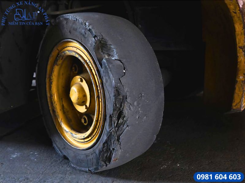 Cảnh báo tình trạng vỡ nứt ở lốp xe nâng